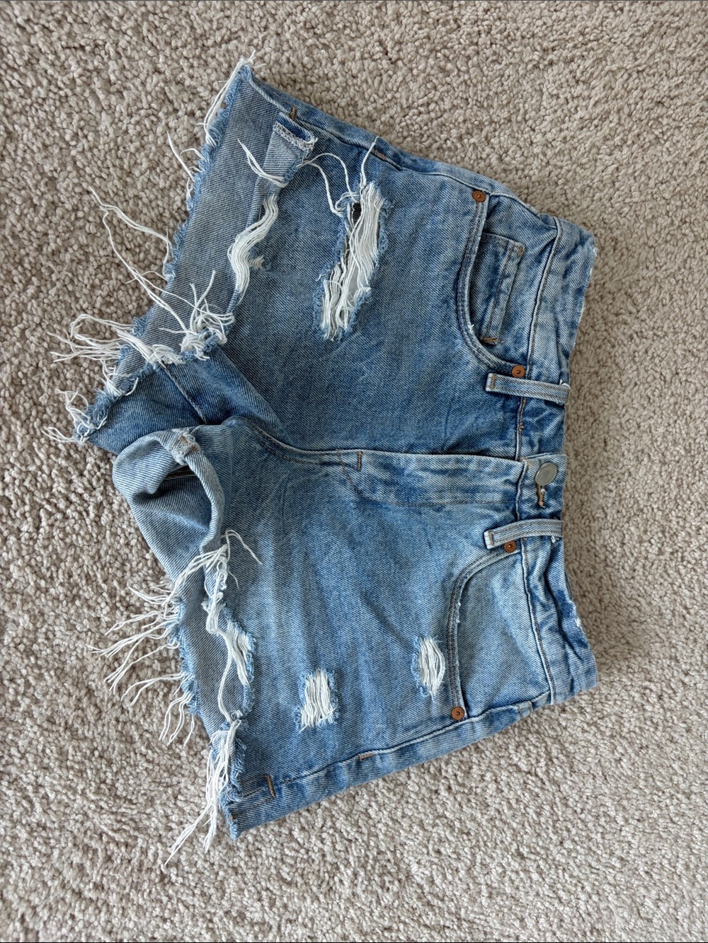 Blank NYC Light Blue Distressed High-Rise Denim Shorts